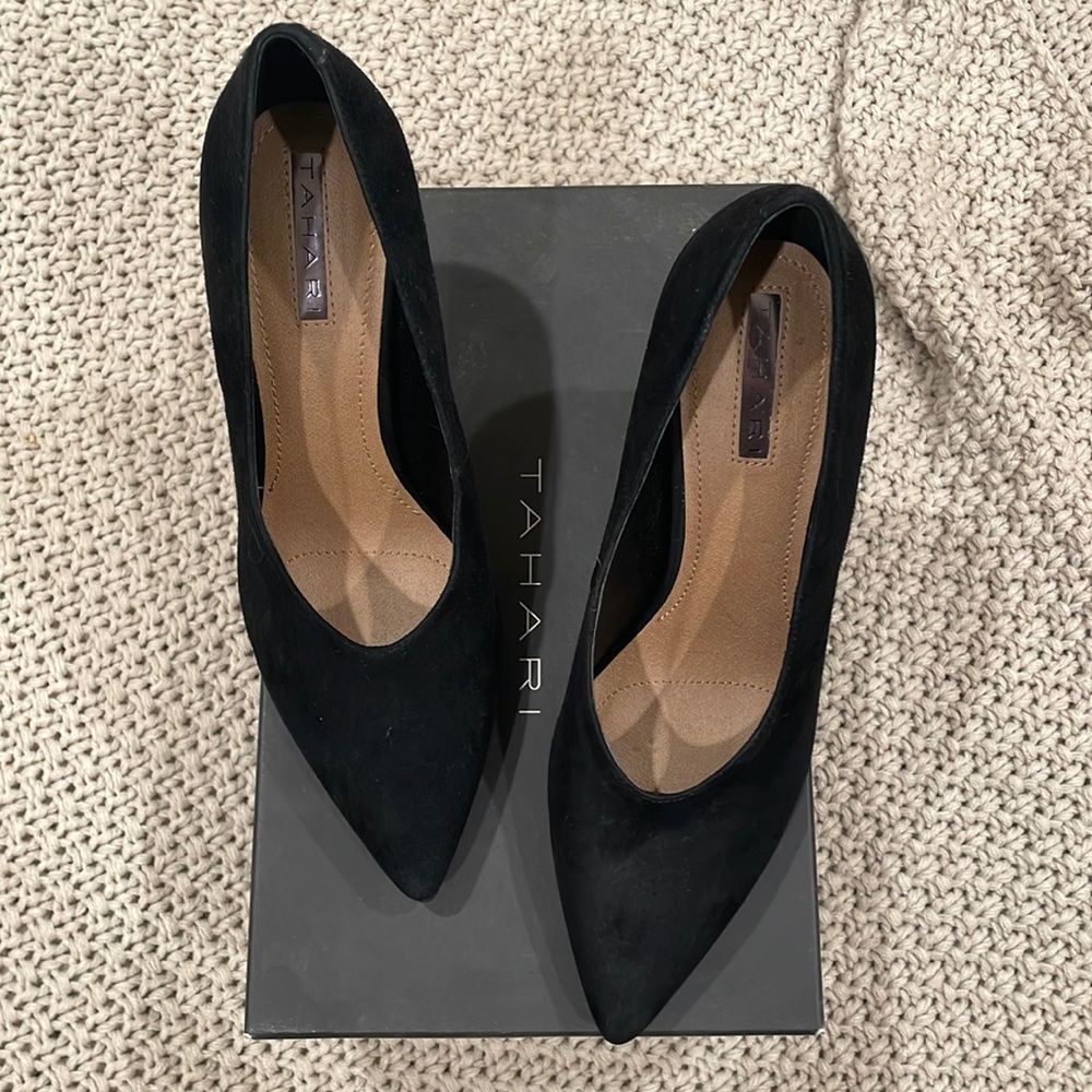 Brand new! Tahari black suede heels